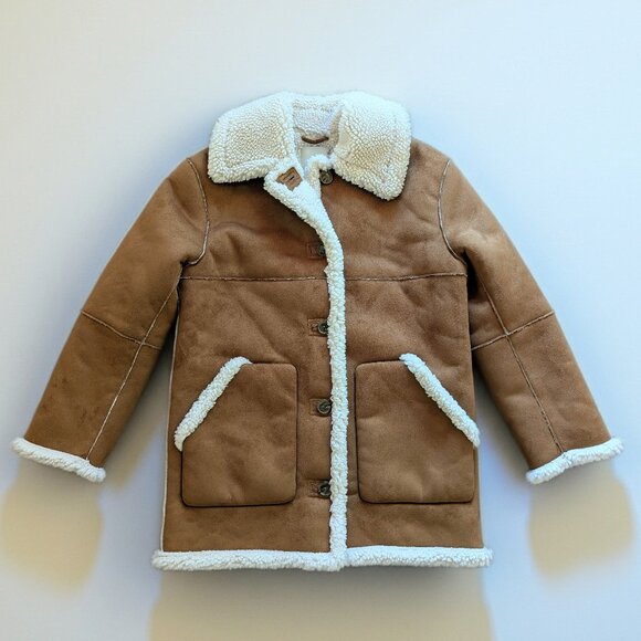 NWT Aritzia Wilfred Free Brown Faux Suede Catrina sherpa jacket Size XS - Picture 15 of 15